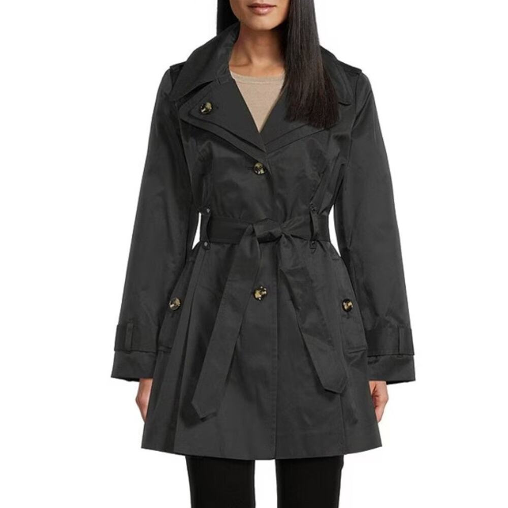 London Fog Trench Coat Removable Liner Black Workwear Classic Size L